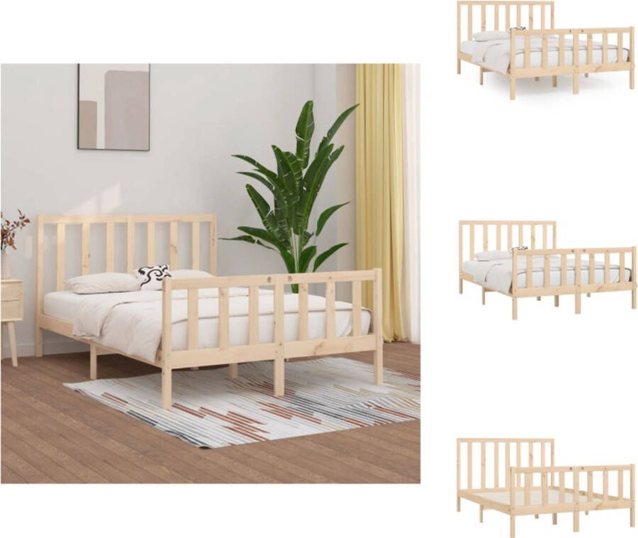 VidaXL Bedframe Bedframes Tweepersoonsbed Bed Bedframe massief hout 160x200 cm - Foto 3