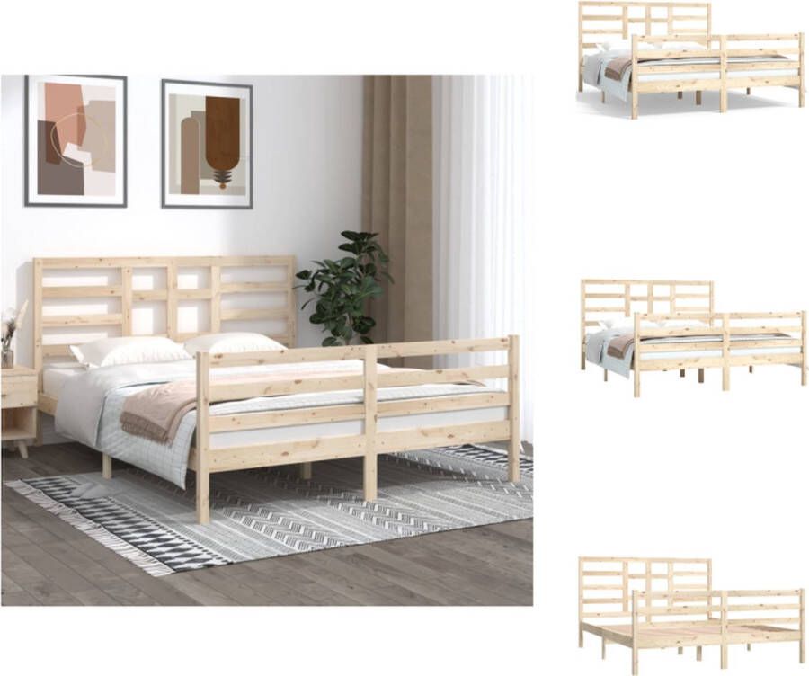 vidaXL Houten Bedframe Grenenhout 205.5 x 166 x 104 cm Rustiek uitstraling Bed