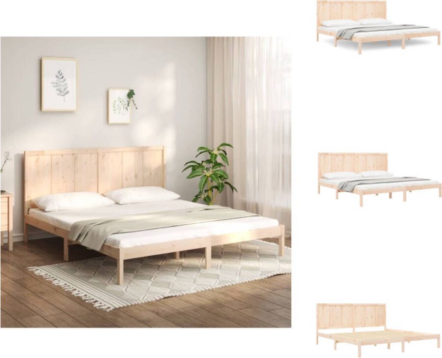 VidaXL Houten Bedframe Grenenhout 205.5 x 205.5 x 31 cm Geschikt voor 200 x 200 cm matras Massief stevig en comfortabel Bed