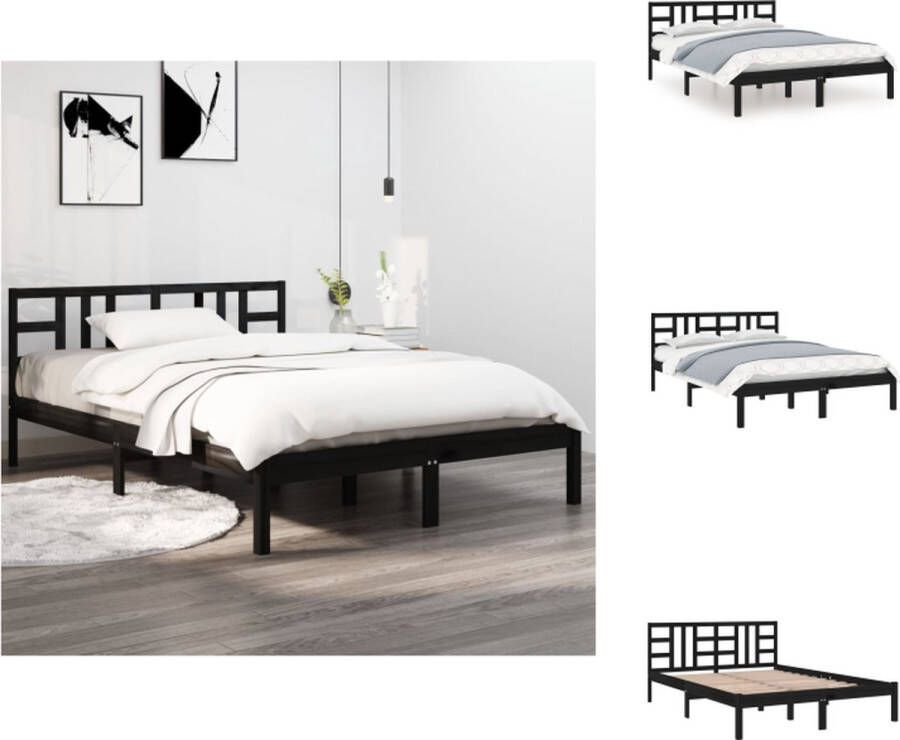 VidaXL Houten Bedframe Grenenhout 205.5 x 205.5 x 31 cm Zwart Bed
