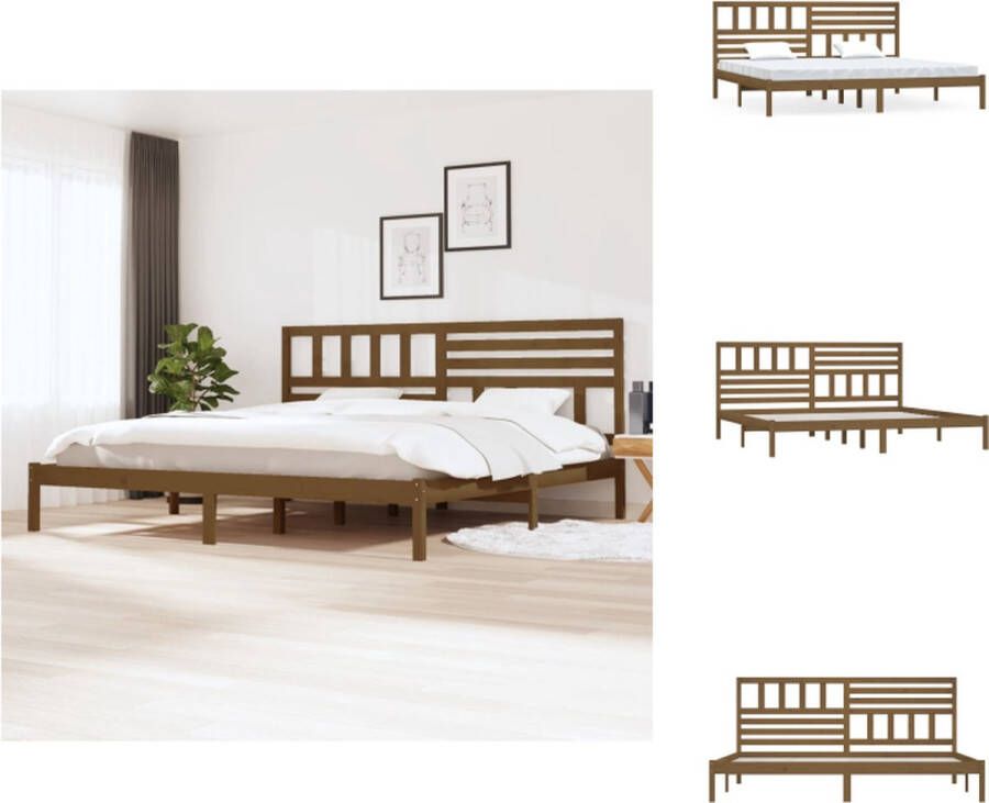 VidaXL Houten Bedframe Grenenhout 205.5 x 206 x 100 cm Honingbruin Bed