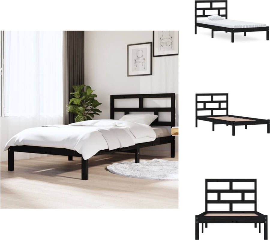 VidaXL Houten Bedframe Grenenhout 205.5 x 96 x 100 cm Zwart Bed