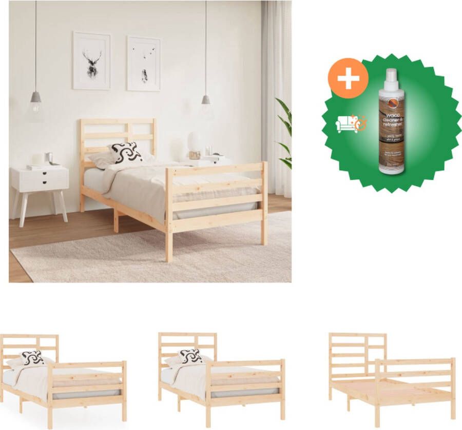 VidaXL Houten Bedframe Grenenhout Eenpersoons 195.5 x 81 x 104 cm Stabiel en Stijlvol Geschikt voor 75 x 190 cm Matras Montage vereist Inclusief Hoofdeind en Voeteneind Bed Inclusief Houtreiniger en verfrisser - Foto 3