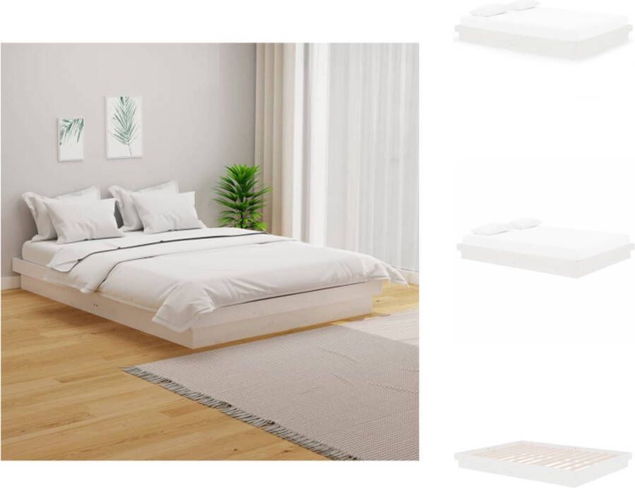 VidaXL Houten Bedframe Grenenhout King Size 150 x 200 cm Wit Bed