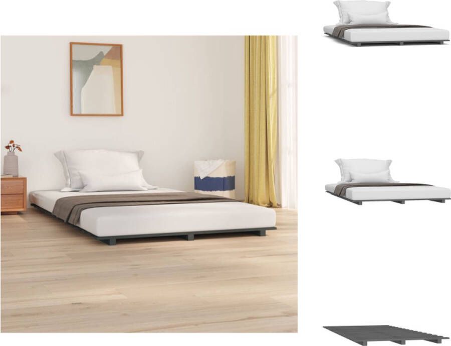 vidaXL Houten Bedframe Grijs 120 x 200 cm Massief grenenhout Bed