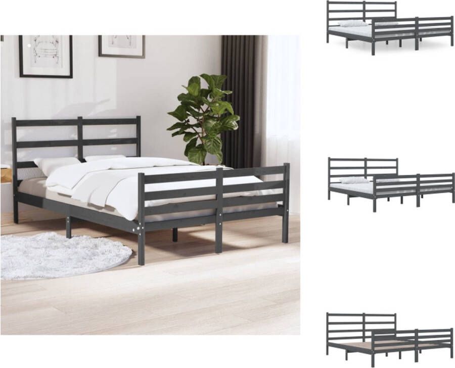 VidaXL Houten Bedframe Grijs 180 x 200 cm Hoogwaardig massief grenenhout Bed