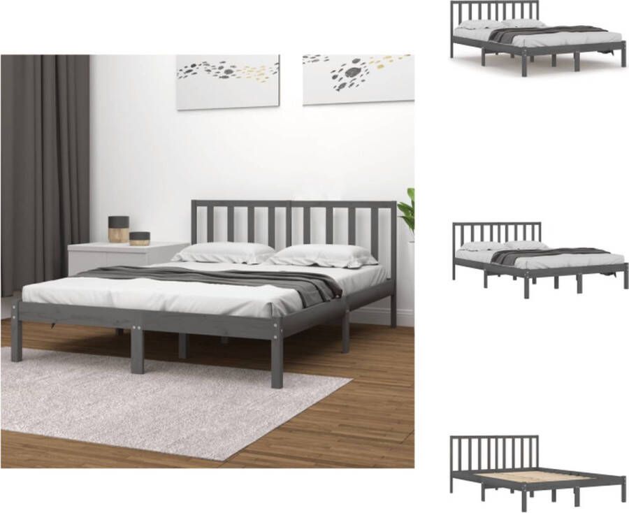 VidaXL Houten Bedframe Grijs 195.5 x 126 x 100 cm 120 x 190 cm (4FT Small Double) Bed