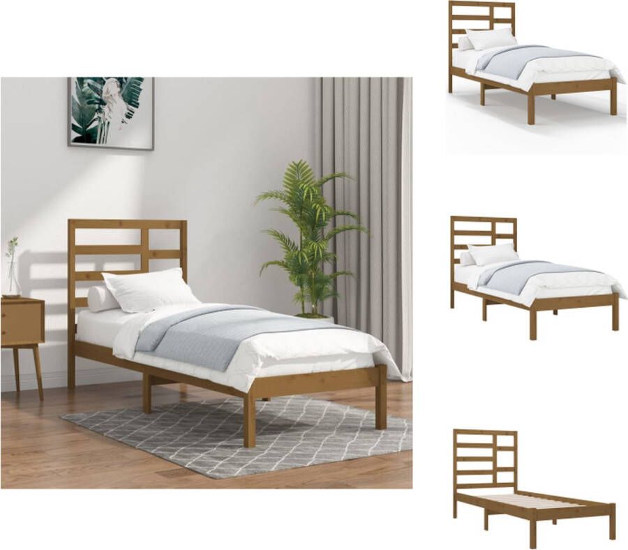 VidaXL Houten Bedframe Honey Brown 205.5 x 96 x 104 cm Stabiel en Comfortabel Bed