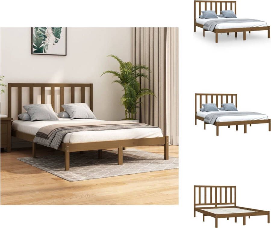 VidaXL Houten Bedframe Honingbruin 140 x 190 cm Massief Grenenhout Bed