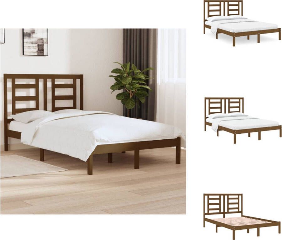VidaXL Houten Bedframe Honingbruin 195.5 x 125.5 x 31 cm Massief grenenhout Bed