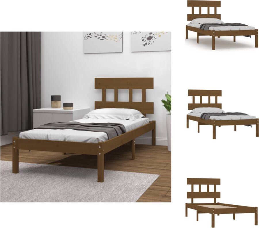 VidaXL Houten Bedframe Honingbruin 205.5 x 105.5 x 31 cm Massief grenenhout Bed