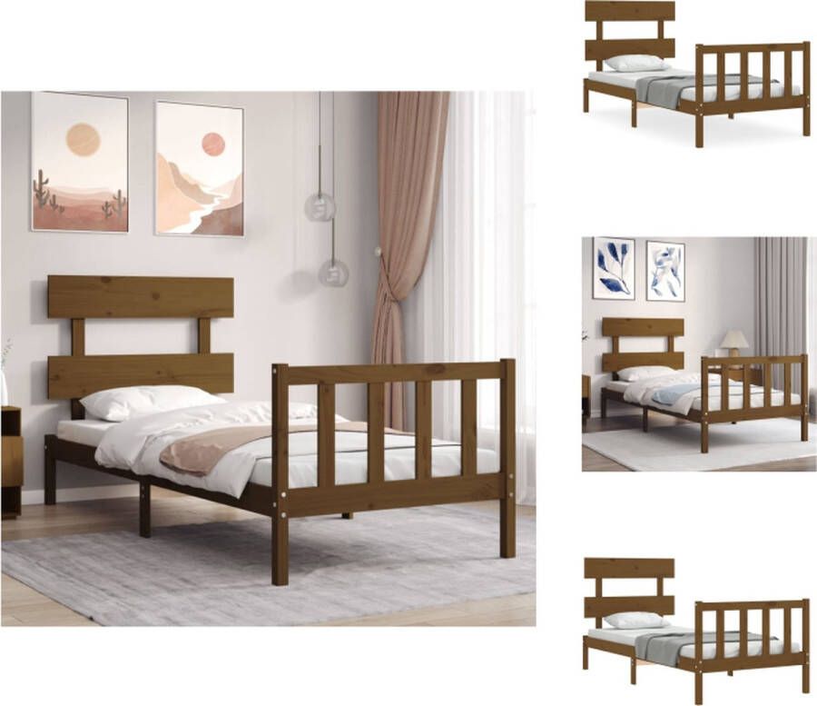VidaXL Houten Bedframe Honingbruin 205.5 x 105.5 x 81 cm Massief grenenhout Bed
