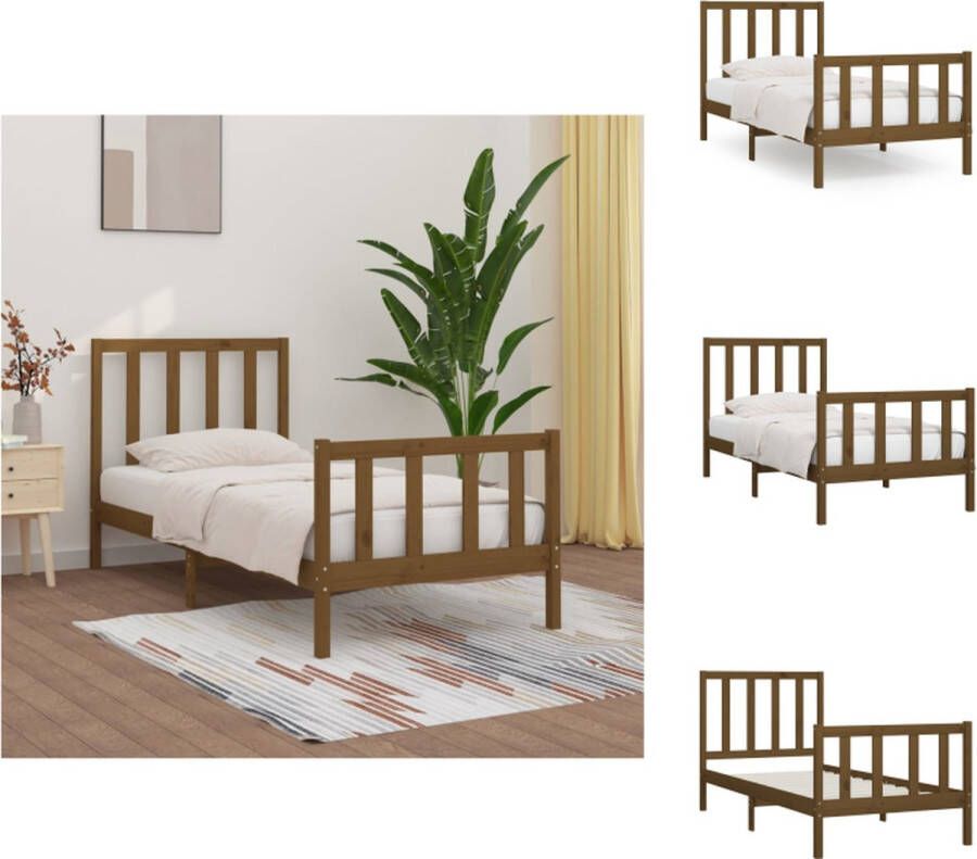 VidaXL Houten Bedframe Honingbruin 205.5 x 106 x 100 cm Massief grenenhout Bed