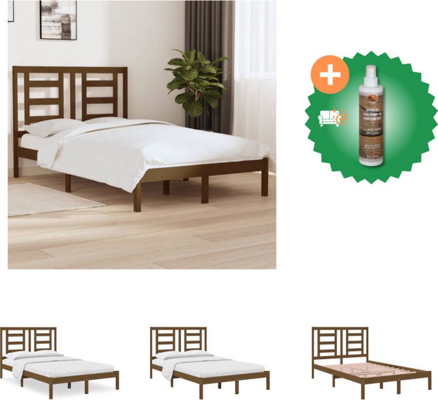 VidaXL Houten Bedframe Honingbruin 205.5 x 125.5 x 31 cm Massief Grenenhout Bed Inclusief Houtreiniger en verfrisser