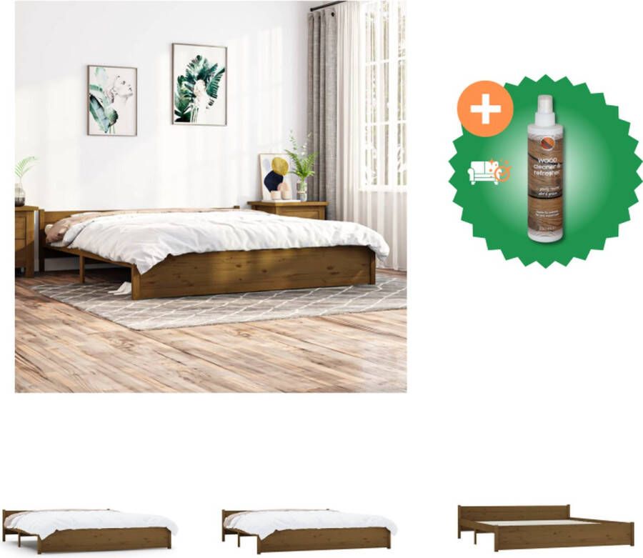 VidaXL Houten Bedframe Honingbruin 205.5 x 185.5 x 51 cm Massief Grenenhout 180 x 200 cm Bed Inclusief Houtreiniger en verfrisser
