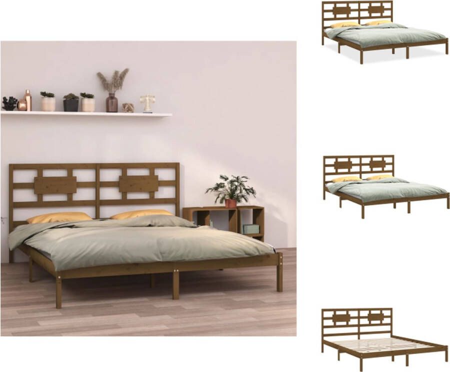 VidaXL Bedframe Bedframes Tweepersoonsbed Bed Bedframe massief hout honingbruin 200x200 cm