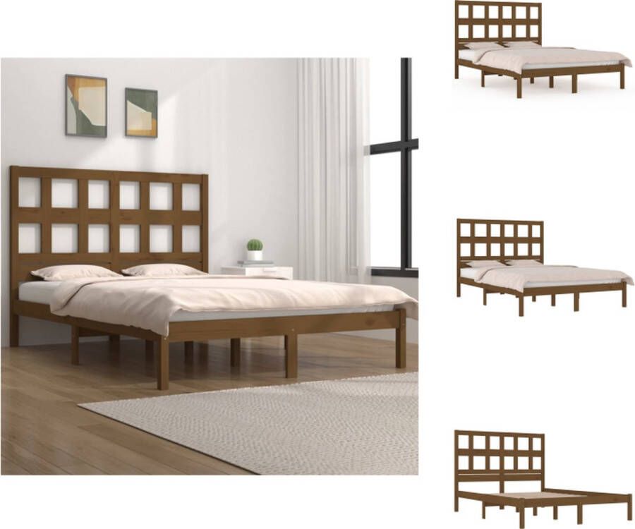 VidaXL Houten Bedframe Honingbruin Massief grenenhout 205.5 x 205.5 x 31 cm Geschikt voor 200 x 200 cm matras Bed - Foto 2