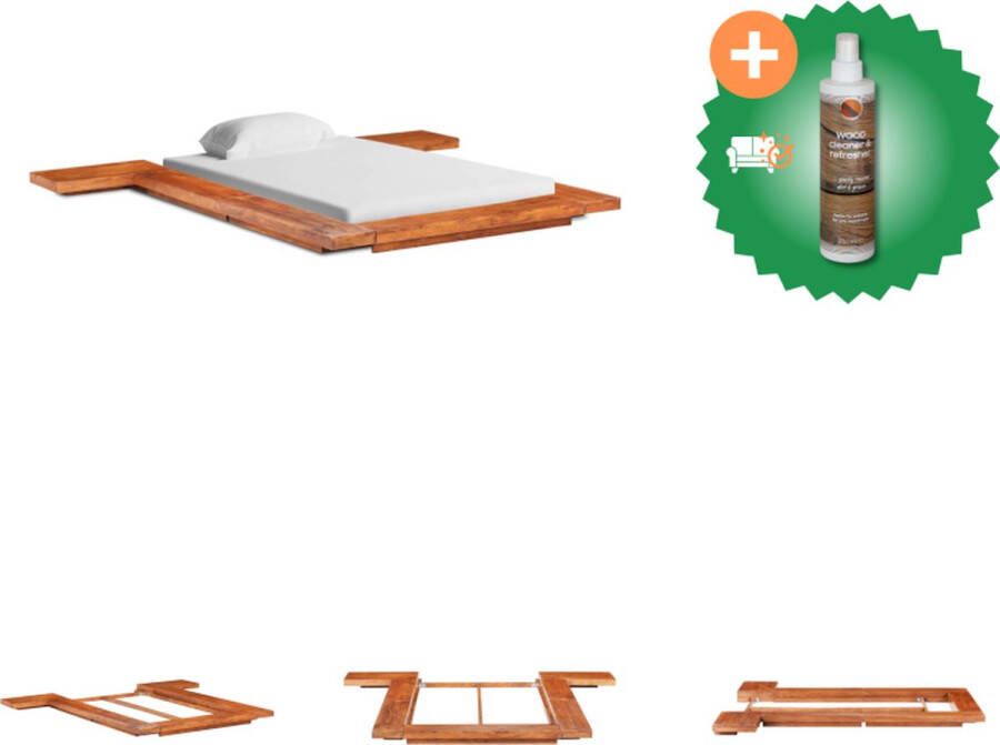 VidaXL houten bedframe Japanse stijl 220x240x11 cm massief acaciahout geschikt voor matras 120x200 cm Bed Inclusief Houtreiniger en verfrisser