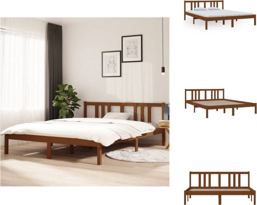 VidaXL Houten Bedframe King Size Honingbruin 205.5 x 155.5 x 69.5 cm Bed