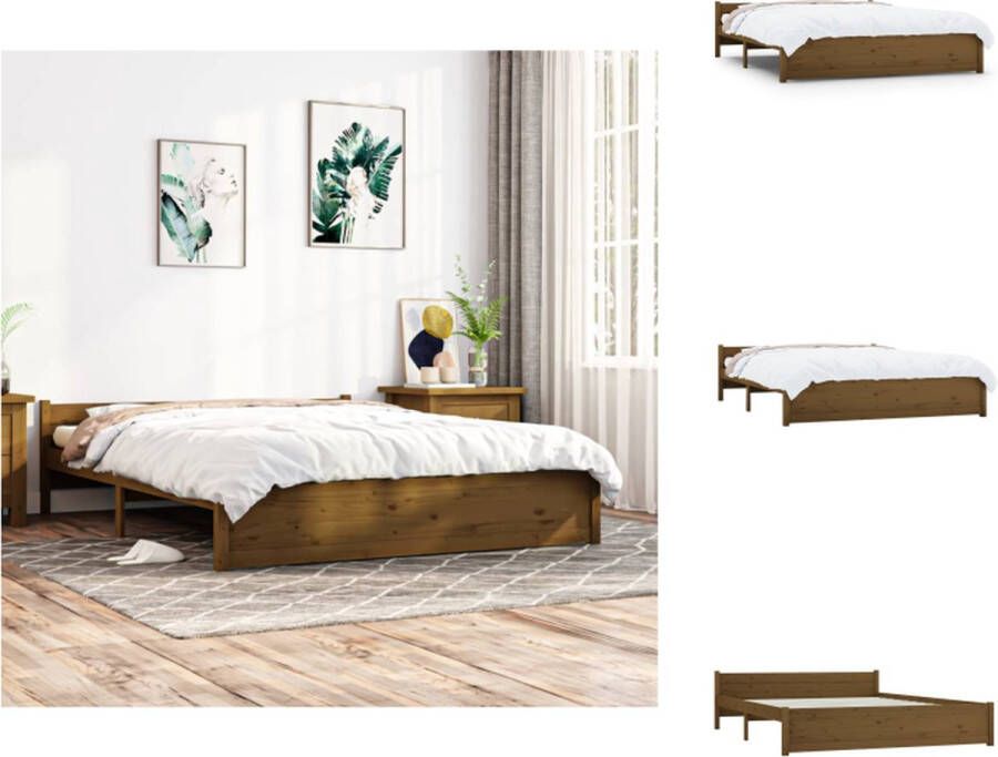 VidaXL Houten Bedframe King Size Massief Grenenhout 205.5 x 155.5 x 51 cm (LxBxH) Honingbruin Bed