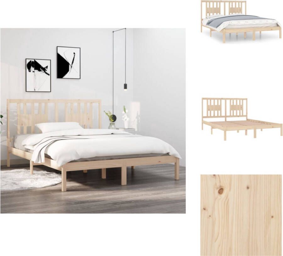 VidaXL Houten Bedframe Klassiek 205.5 x 166 x 100 cm Massief grenenhout Bed