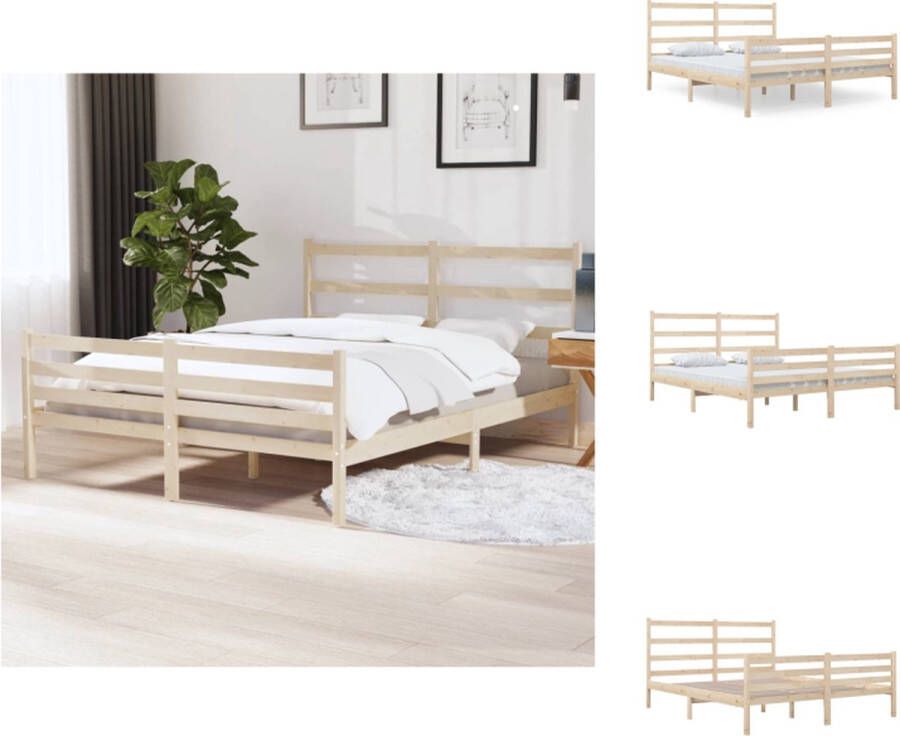 VidaXL Houten Bedframe Klassiek Bed Afmeting- 195.5 x 141 x 100 cm Ken- Hoogwaardig massief grenenhout Bed