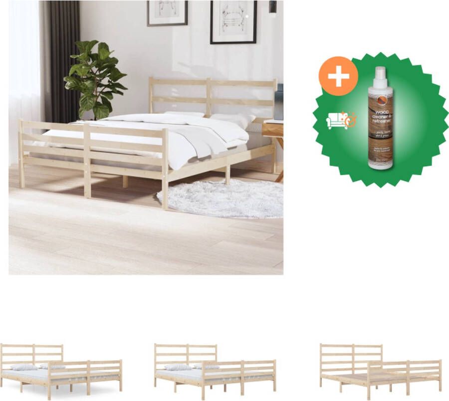 VidaXL Houten Bedframe Klassiek Bed Afmeting- 195.5 x 141 x 100 cm Ken- Hoogwaardig massief grenenhout Bed Inclusief Houtreiniger en verfrisser