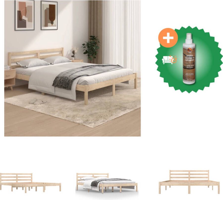 VidaXL Houten Bedframe Onbehandeld Grenenhout Bedframes 155.5 x 205.5 x 69.5 cm Rustiek design Bed Inclusief Houtreiniger en verfrisser - Foto 6