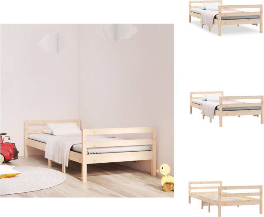 VidaXL Houten bedframe Klassiek ontwerp Massief grenenhout 205.5 x 85.5 x 52.5 cm Voor matras 80 x 200 cm Bed