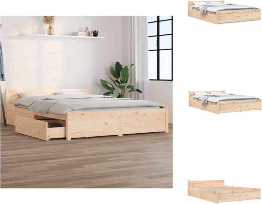 VidaXL Houten Bedframe Klassiek Ontwerp Opbergfunctie 160 x 200 cm Massief Grenenhout Bed - Foto 2