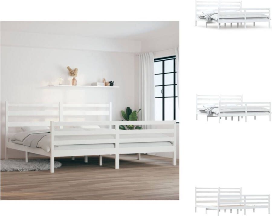 VidaXL Bedframe Bedframes Tweepersoonsbed Bed Bedframe massief grenenhout wit 200x200 cm - Foto 2