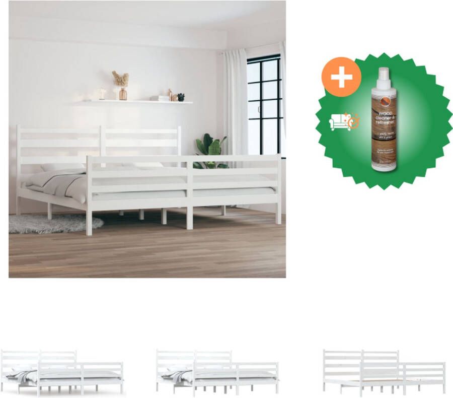 VidaXL Houten Bedframe Klassieke 200 x 200 cm Hoogwaardig massief grenenhout Bed Inclusief Houtreiniger en verfrisser