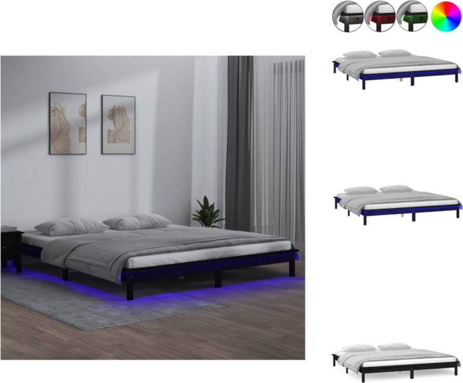 VidaXL Houten Bedframe LED-verlichting Massief grenenhout 150 x 200 cm (5FT King Size) Bed - Foto 1