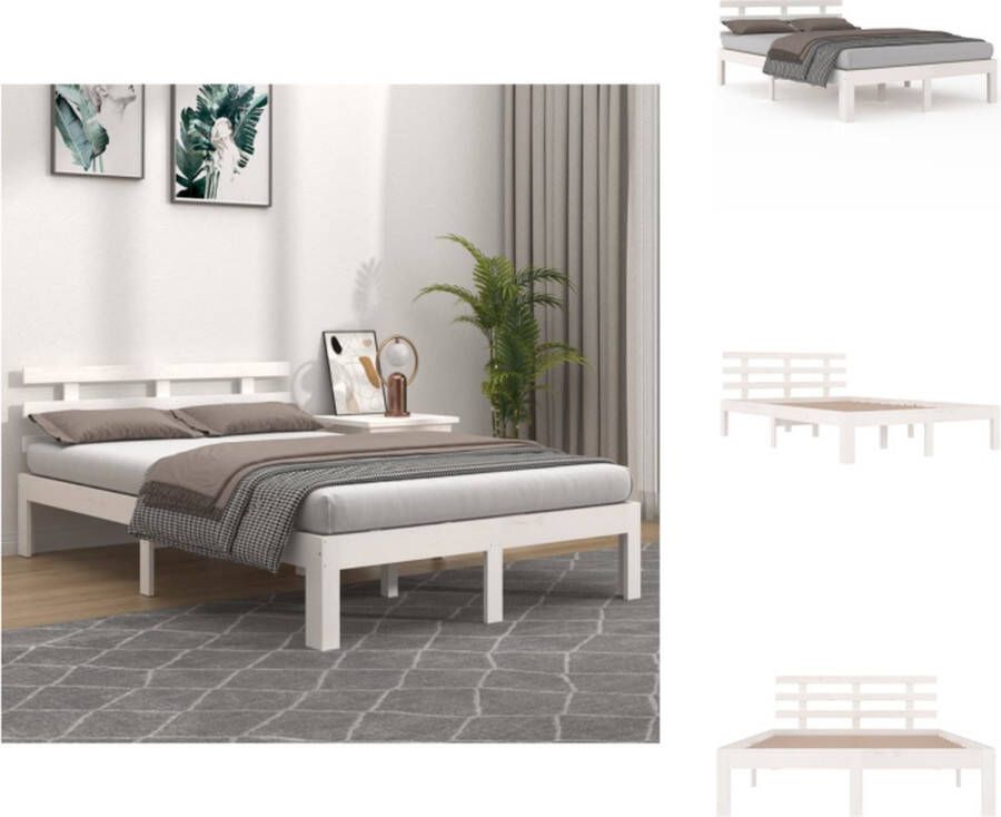 VidaXL Houten Bedframe Massief grenen 180 x 200 cm wit Bed