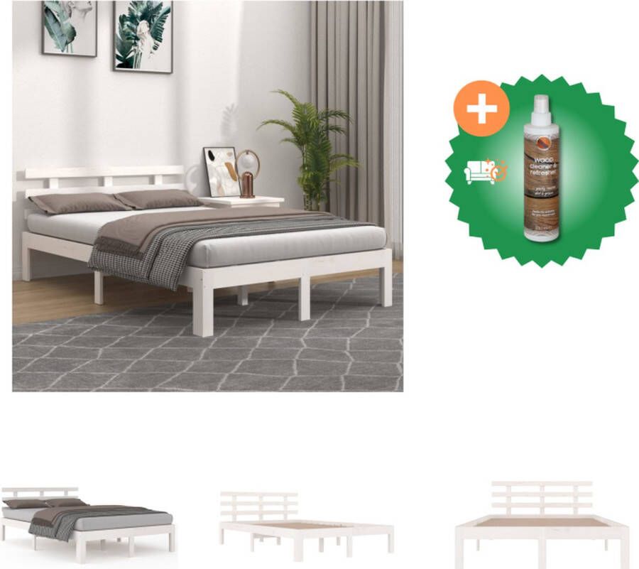 VidaXL Houten Bedframe Massief grenen 180 x 200 cm wit Bed Inclusief Houtreiniger en verfrisser