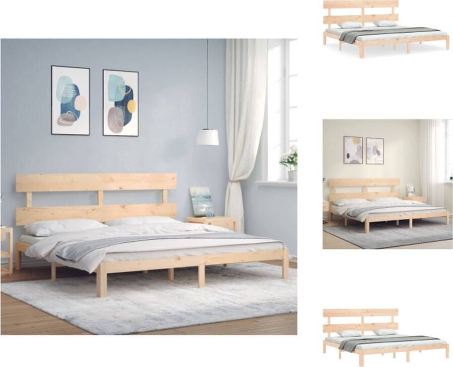 VidaXL Houten Bedframe Massief grenen 203.5 x 203.5 x 81 cm Multiplex lattenbodem Bed