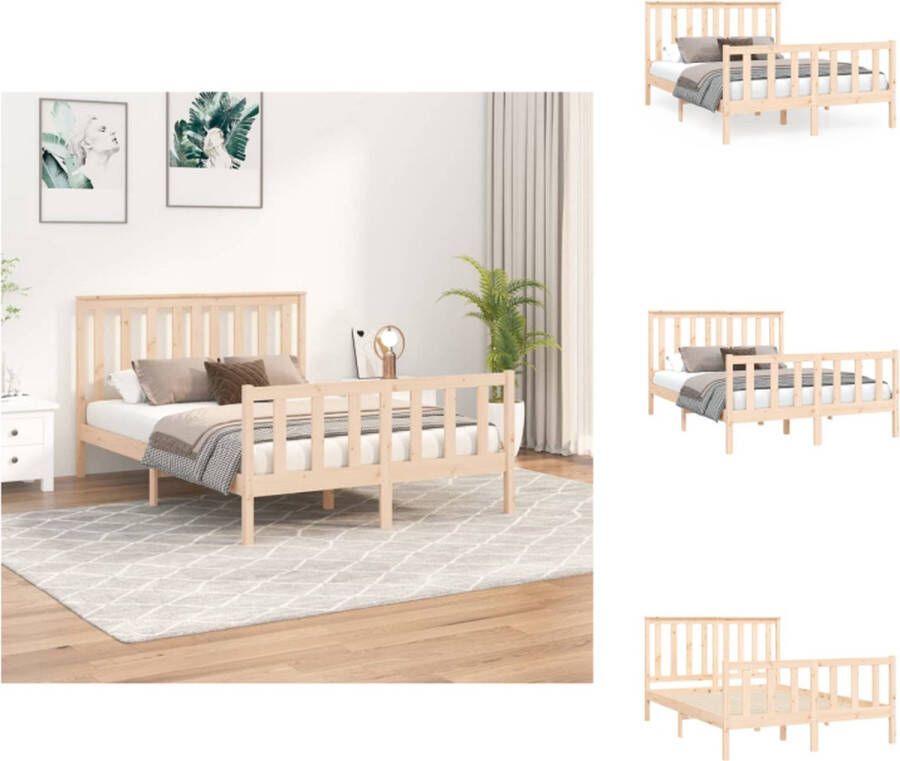 VidaXL Houten Bedframe Massief Grenen 205.5 x 126 x 101 cm Hoofdeind Geen Matras Handleiding inbegrepen Bed - Foto 2