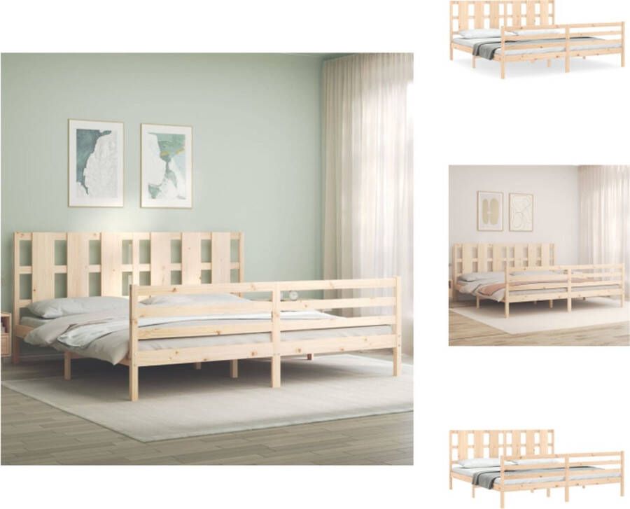 VidaXL Bedframe Bedframes Bed Tweepersoonsbed Bedframe met hoofdbord massief hout 6FT Super King - Foto 2