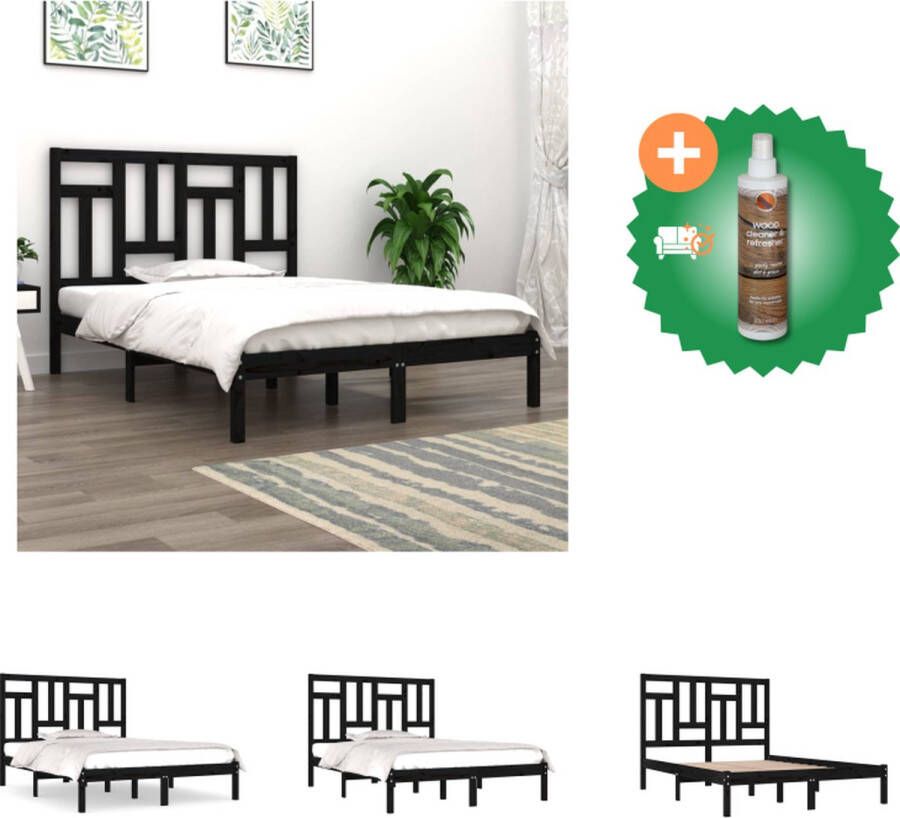 VidaXL Houten Bedframe Massief Grenen 205.5 x 185.5 x 31 cm Zwart Bed Inclusief Houtreiniger en verfrisser