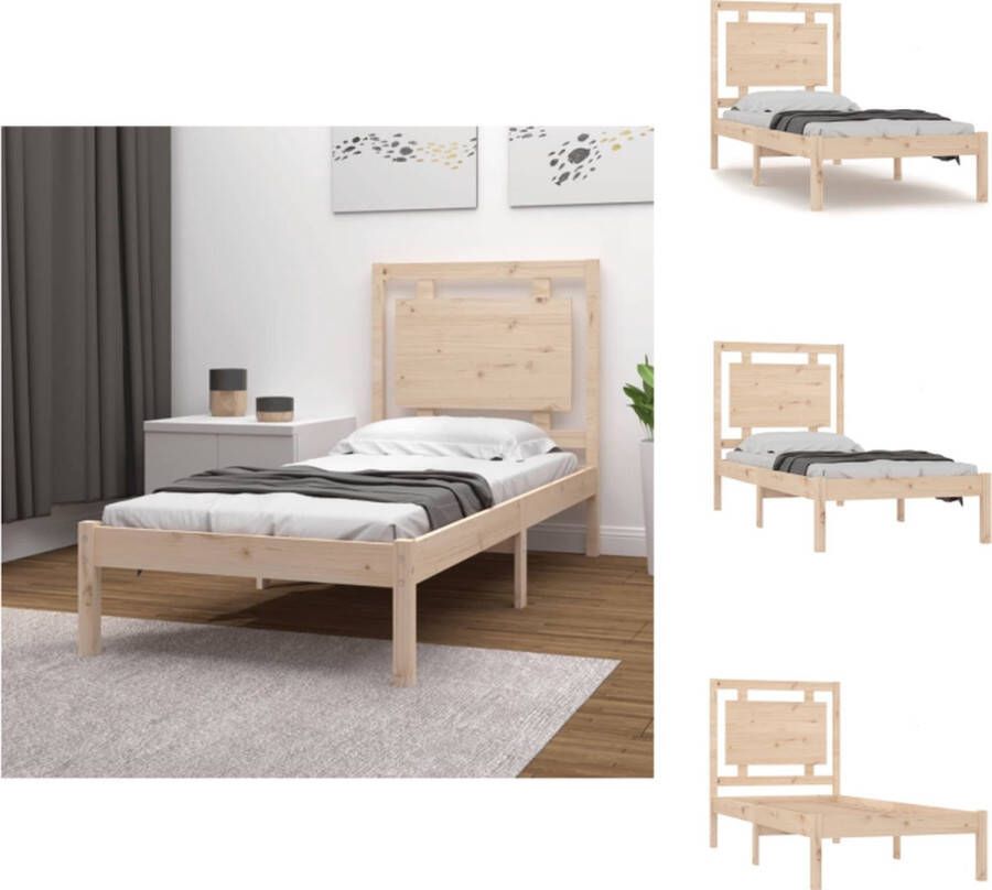 VidaXL Houten bedframe Massief grenen Multiplex lattenbodem 205.5 x 95.5 x 31 cm Geschikt voor matras van 90 x 200 cm Bed