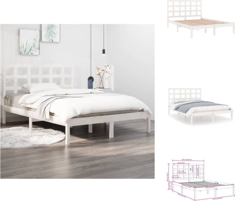 VidaXL Houten Bedframe Massief grenenhout 120 x 190 cm Wit Bed