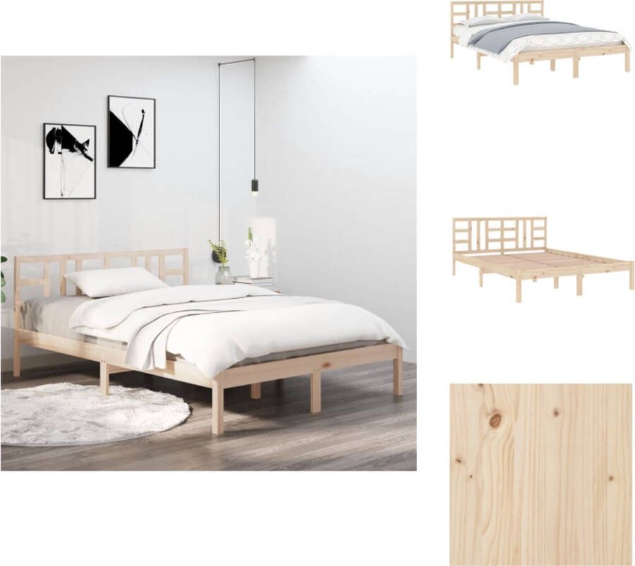 VidaXL Houten Bedframe Massief Grenenhout 140 x 200 cm Multiplex Lattenbodem Bed - Foto 5
