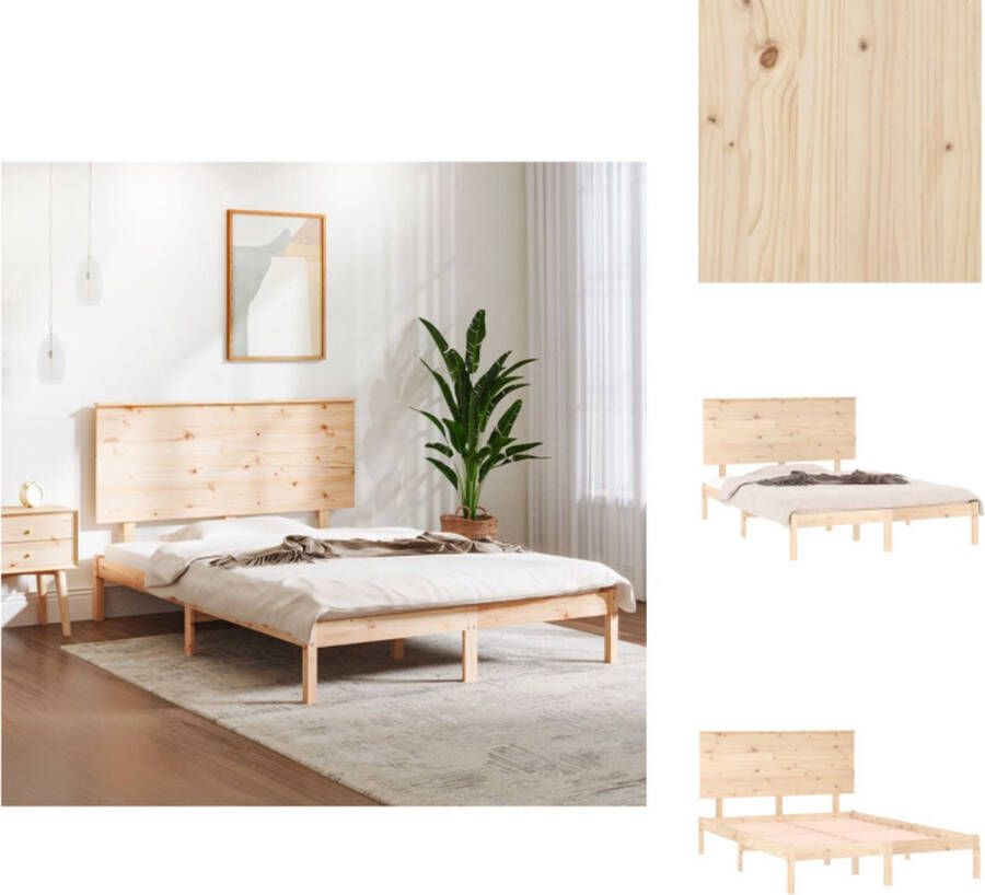 VidaXL Houten bedframe Massief grenenhout 140 x 200 cm Rustiek uitstraling Bed