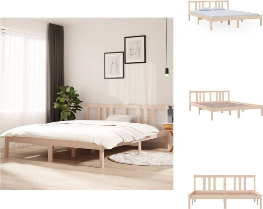 VidaXL Bedframe Bedframes Bed Bedbodem Bedframe massief hout 150x200 cm 5FT King Size