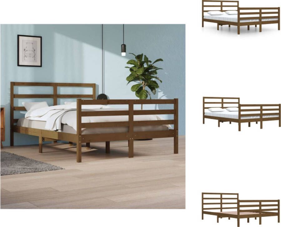 VidaXL Houten Bedframe Massief grenenhout 160 x 200 cm Honingbruin Bed