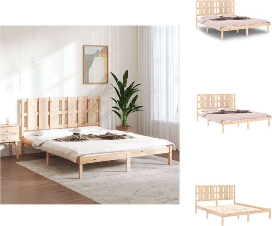 VidaXL Houten Bedframe Massief Grenenhout 160 x 200 cm Met Stevige Lattenbodem Bed - Foto 2