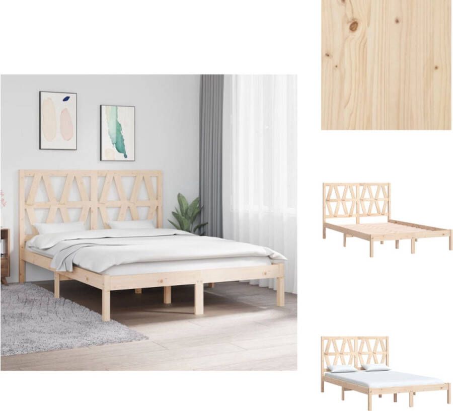 VidaXL Houten bedframe Massief grenenhout 160 x 200 cm Rustiek uitziend Stevig en stabiel Bed