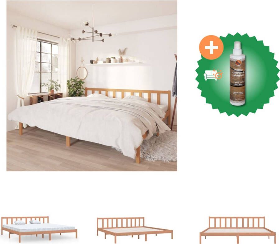 VidaXL Houten Bedframe Massief Grenenhout 180 x 200 cm Honingbruin Bed Inclusief Houtreiniger en verfrisser