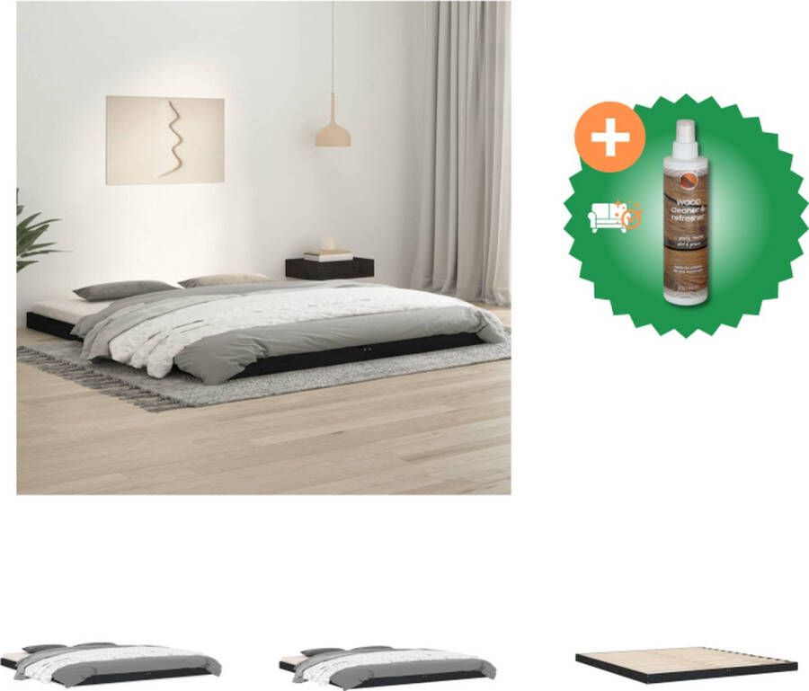 VidaXL Bedframe Houten Zwart 205.5 x 186 x 100 cm 180 x 200 cm (6FT Super King) Massief Grenenhout Bed Inclusief Houtreiniger en verfrisser - Foto 4