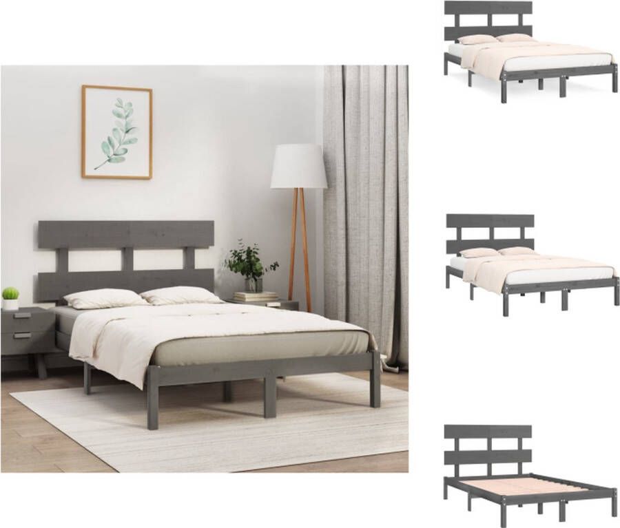 VidaXL Houten Bedframe Massief grenenhout 180x200 cm Grijs Montage vereist Bed